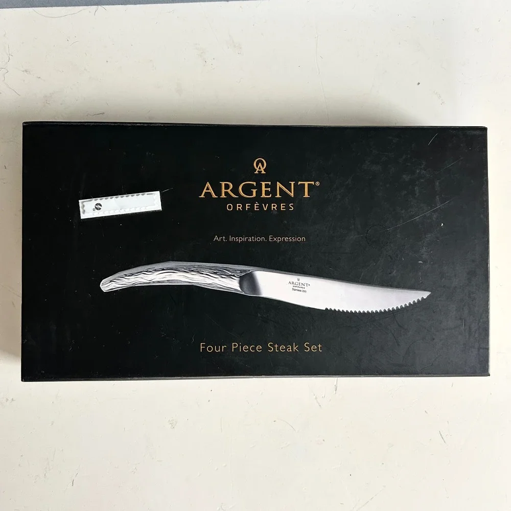 Argent Orfevres 4 Piece Steak Knife Set Art Inspiration Expression Stainless NEW